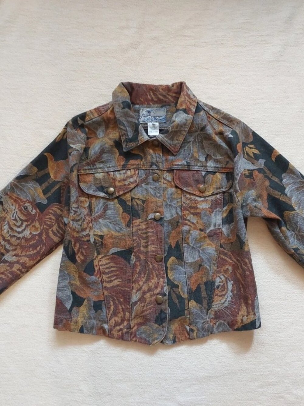 RARE KENZO 80's Tiger Print Denim Jacket